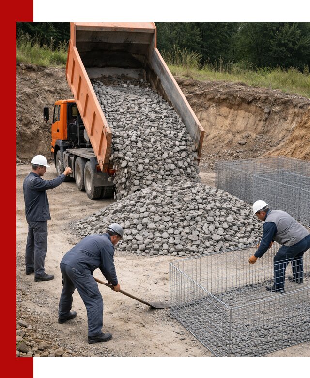 Камень для габионов с доставкой в Сызрани быстро и надёжно