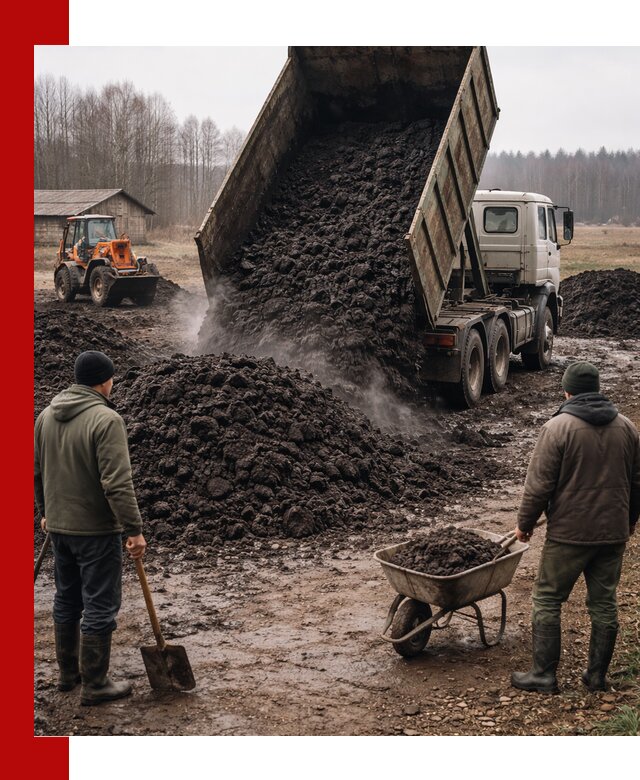 Доставка низинного торфа с разгрузкой и доставкой в Сызрани