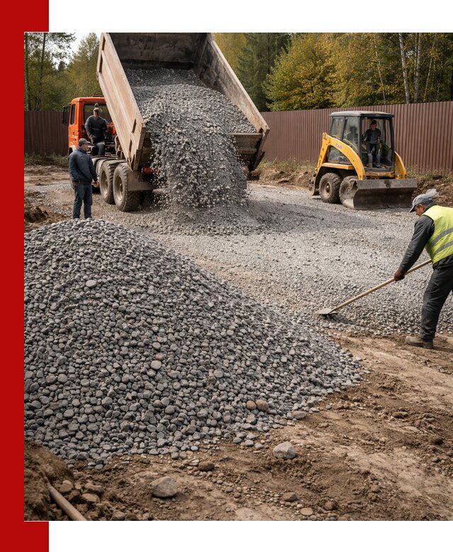 Отсыпка участка щебнем с доставкой и уплотнением в Сызрани