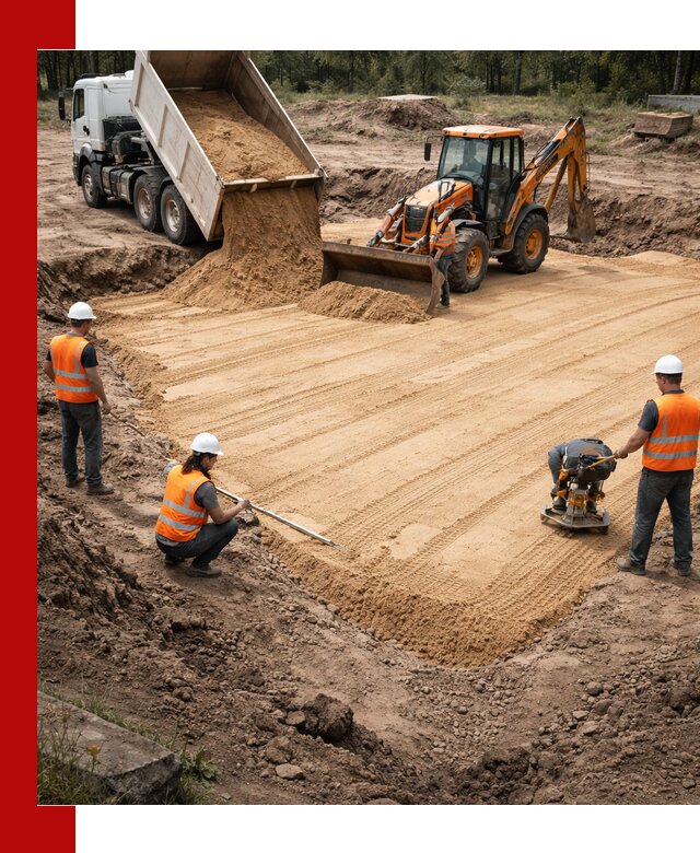 Устройство песчаной подушки для фундаментов и дорог в Сызрани