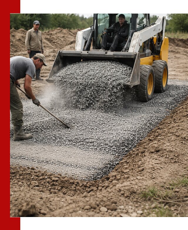Устройство щебеночной подушки в Сызрани для дорог и фундаментов